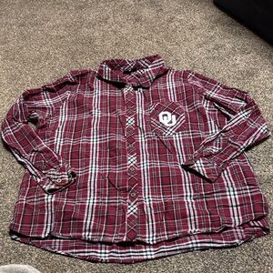 Boxercraft Oklahoma Sooners OU Plaid Women's Button Down Shirt 3x xxl 2x xxl